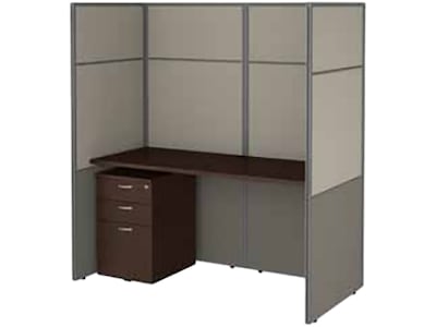 Bush Business Furniture Easy Office 66.34H x 59.92W Cubicle Panel Workstation, Mocha Cherry (EODH2