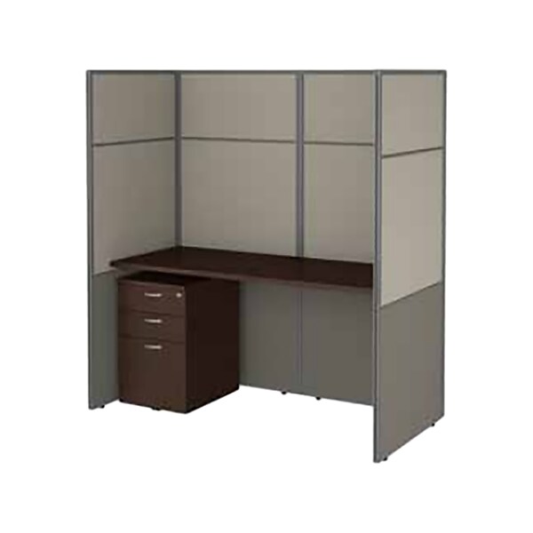 Bush Business Furniture Easy Office 60W Cubicle Desk with File and 66H Closed Panels Workstation, Mocha Cherry (EODH26SMR-03K)