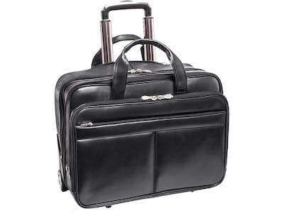 McKleinUSA L Series BOWERY Leather Rolling Briefcase, Black (87855)