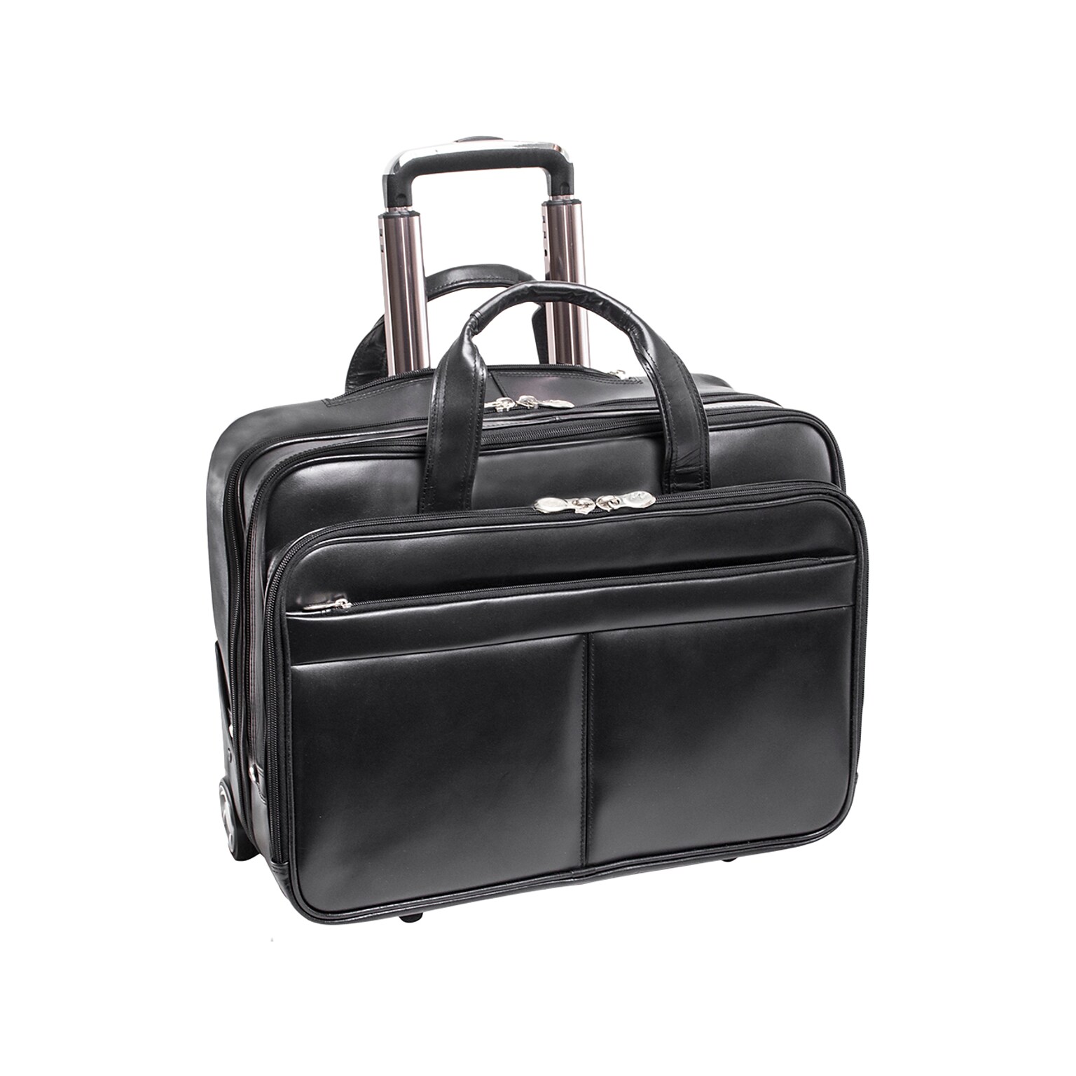 McKleinUSA L Series BOWERY Leather Rolling Briefcase, Black (87855)