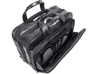 McKleinUSA L Series BOWERY Leather Rolling Briefcase, Black (87855)