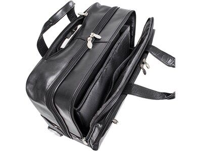 McKleinUSA L Series BOWERY Leather Rolling Briefcase, Black (87855)
