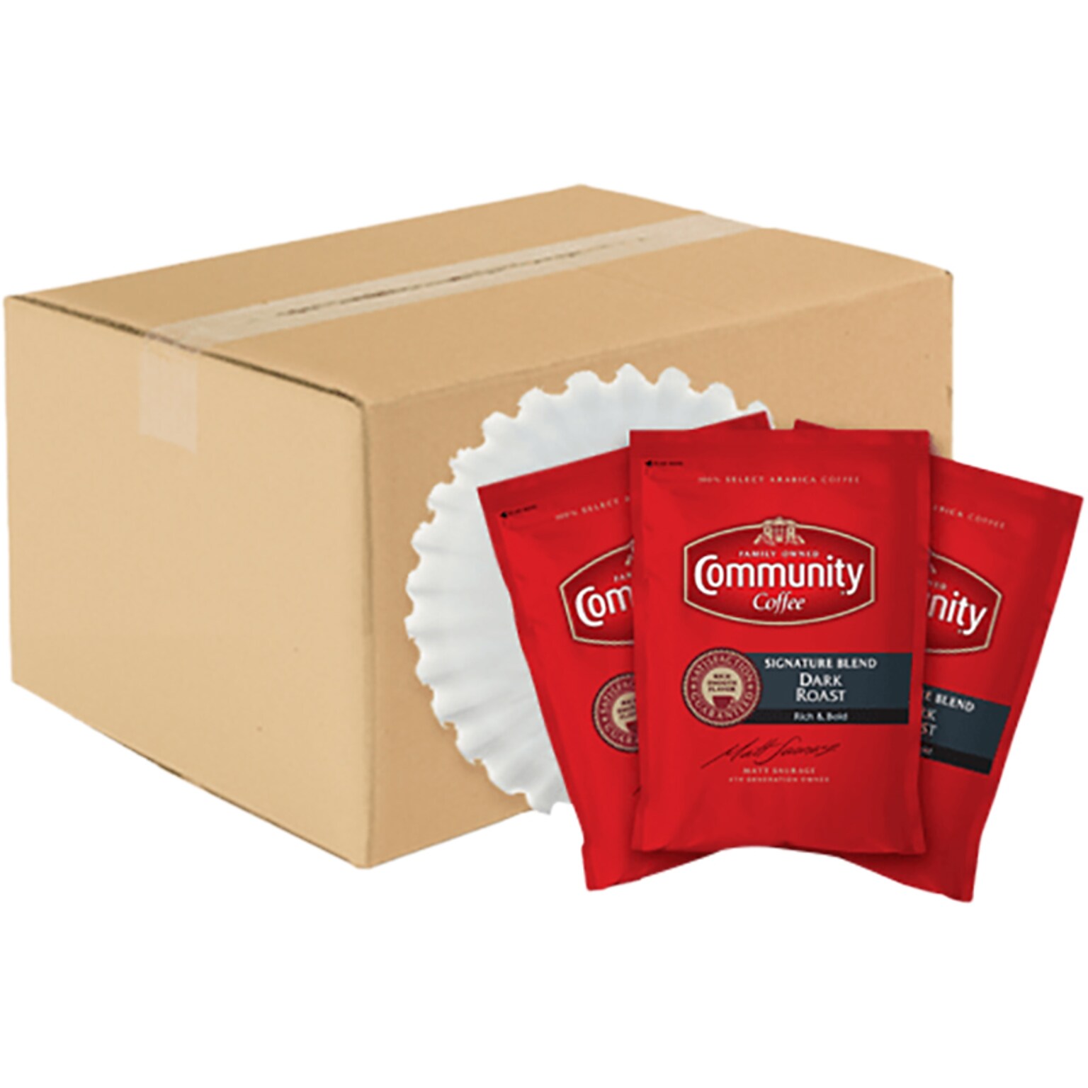 Community Coffee Signature Blend Ground Coffee, Dark Roast, 40/Carton (15300)