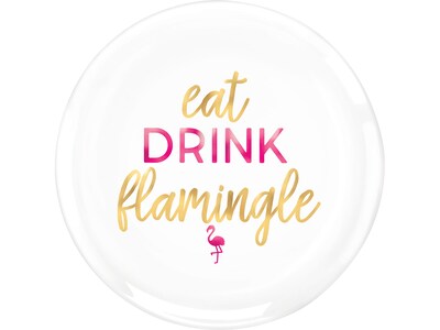 Amscan Aloha Hot Stamped Platters, White, 4/Pack (430732)