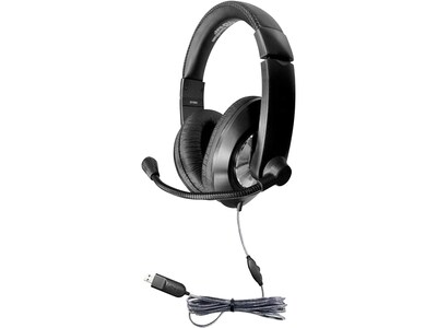 Hamilton Buhl Smart-Trek Deluxe USB-A Noise Canceling Stereo Computer Headset, Black/Silver (ST2BKU)