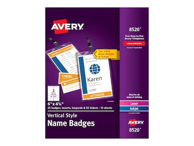 Avery ID Badge Holder with Lanyard, Clear, 25/Pack