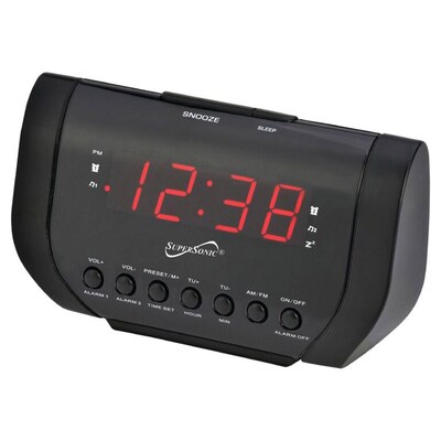 Supersonic 93598415M Dual Alarm Clock Radio with USB Charging Port