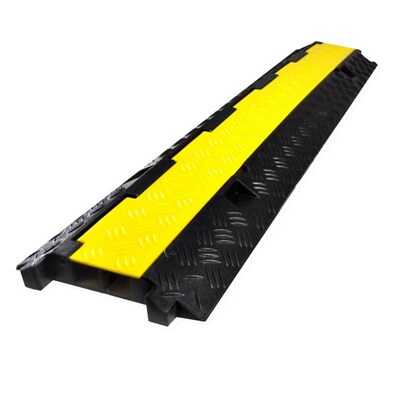 Pyle Pro PCBLCO26  Yellow/Black Cable Protective Cover Ramp For Cables/Wires/Cords