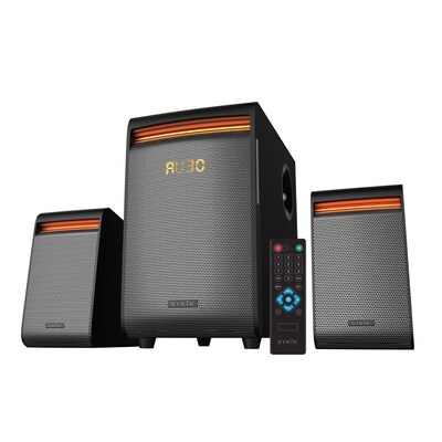 Sykik SP3316BT Powerful 42W RMS Wireless Bluetooth Speaker System, Gray /Orange