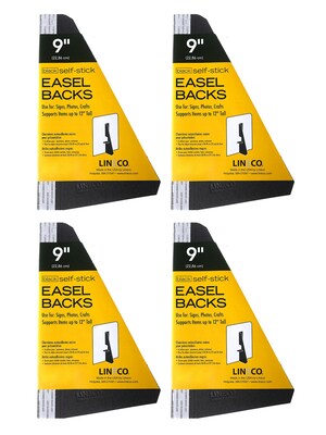 Lineco Single Wing Self-Stick Easel Backs, Size 9, Black, 100 Per Pack (PK4-328-3331)