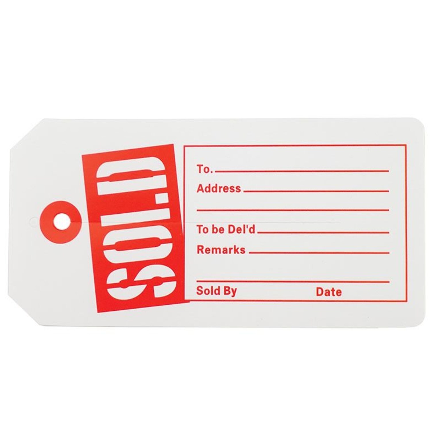 NAHANCO 2 5/8 x 4 1/4 Sold Tag, Red/White, 1000/Pack