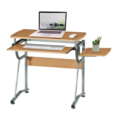 Techni Mobili 43"W Compact Computer Desk with Side Shelf and Keyboard Panel, Cherry (RTA-8336-C09)