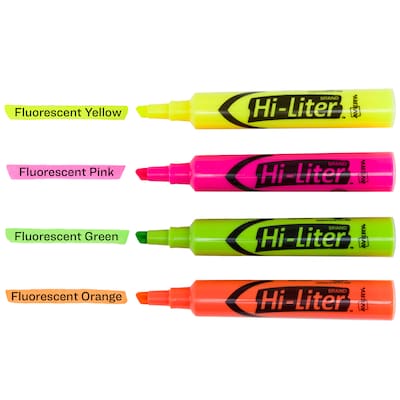 Avery Hi-Liter Tank Highlighters, Chisel, Assorted, 4/Pack (24063)