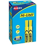 Avery Hi-Liter Tank Highlighters, Chisel, Yellow, Dozen (98035)