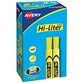 Avery Hi-Liter Tank Highlighters, Chisel, Yellow, Dozen (98035)