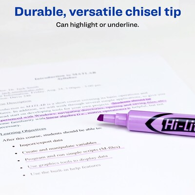 Avery Hi-Liter Tank Highlighter, Chisel Tip, Purple, Dozen (24060)