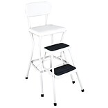 Cosco Products Cosco White Retro Counter Chair / Step Stool with Pull-out Steps, BRIGHT WHITE/BRIGHT