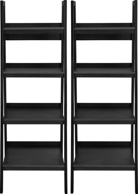 Ameriwood Home Lawrence 60"H 4-Shelf Ladder Bookcase Bundle, Black (9482096)