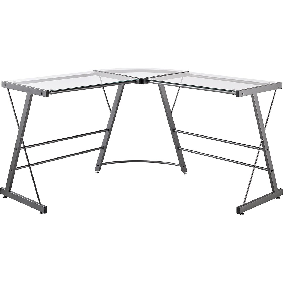 Ameriwood Odin 51 W L Shaped Desk Clear Gray 9393096 Quill Com