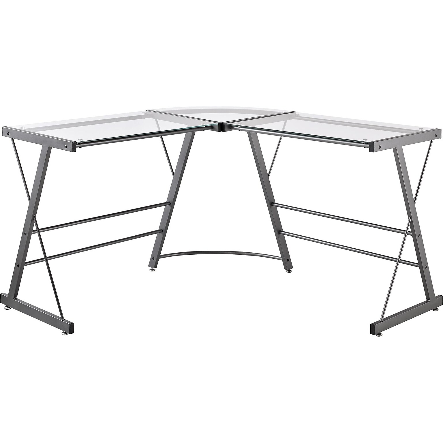 Ameriwood Odin 51W L-Shaped Desk, Clear/Gray (9393096)