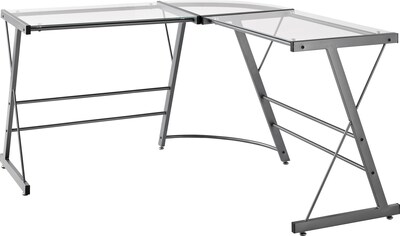 Ameriwood Odin 51"W L-Shaped Desk, Clear/Gray (9393096)