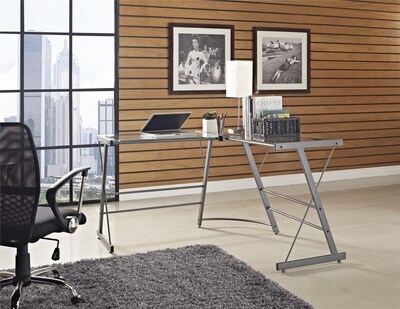 Ameriwood Odin 51"W L-Shaped Desk, Clear/Gray (9393096)