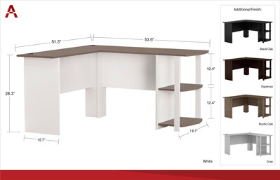 Ameriwood Home Dakota L-Shaped Desk with Bookshelves, Espresso (9354303PCOM)