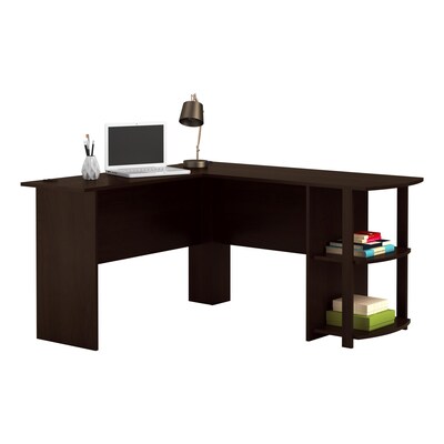 Ameriwood Home Dakota L-Shaped Desk with Bookshelves, Espresso (9354303PCOM)