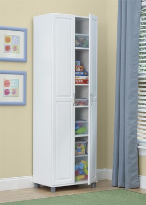 Broom Closet Storage Cabinet with 4 Adjustable Shelves - 36W x 24D x 72H