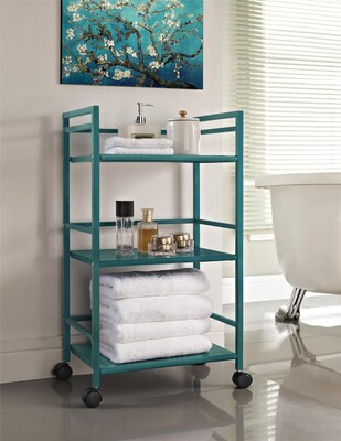 Altra Marshall 3-Shelf Metal Mobile Serving Cart with Lockable Wheels, Teal (7741396PCOM)