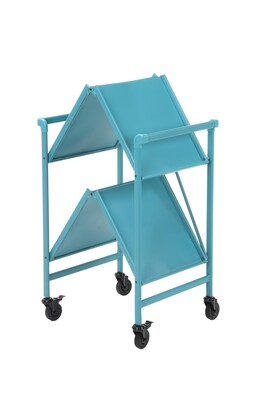 COSCO Outdoor Living INTELLIFIT Outdoor Or Indoor Folding Serving Cart with 2 Shelves, Teal (87602TEA1E)