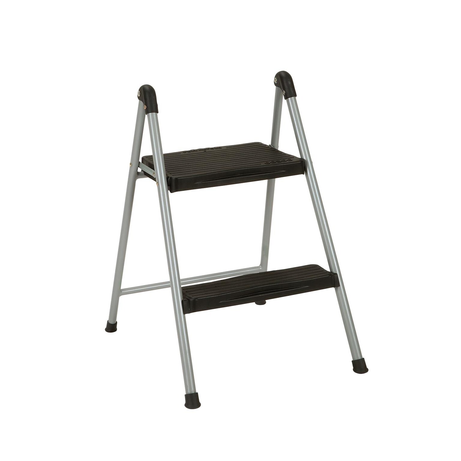 COSCO 23.75 Two Step Steel/Resin Folding Step Stool, Platinum/Black