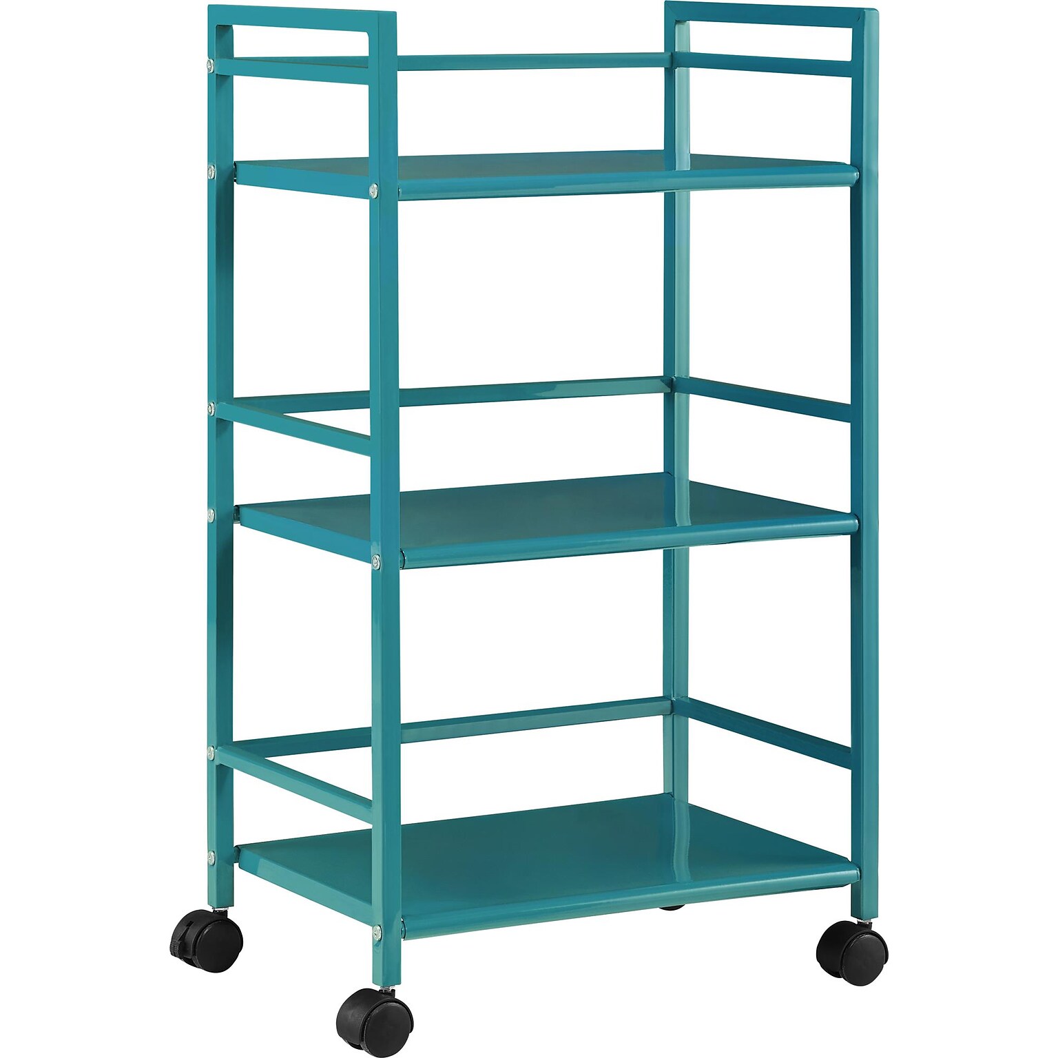 Altra Marshall 3-Shelf Metal Mobile Serving Cart with Lockable Wheels, Teal (7741396PCOM)