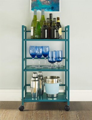 Altra Marshall 3-Shelf Metal Mobile Serving Cart with Lockable Wheels, Teal (7741396PCOM)