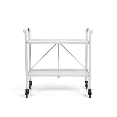 COSCO Outdoor Living INTELLIFIT Outdoor Or Indoor Folding Serving Cart with 2 Shelves, White (87602W