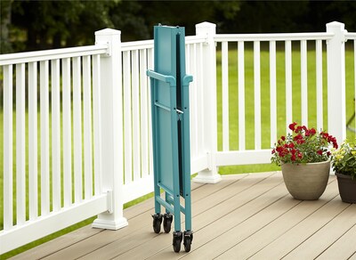 COSCO Outdoor Living INTELLIFIT Outdoor Or Indoor Folding Serving Cart with 2 Shelves, Teal (87602TEA1E)