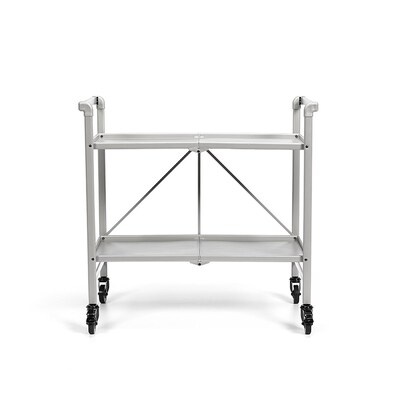 COSCO Outdoor Living INTELLIFIT Outdoor Or Indoor Folding Serving Cart with 2 Shelves, Silver (87602SVR1E)