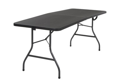 Cosco Deluxe 6 foot x 30 inch Fold-in-Half Blow Molded Folding Table, Black (14678BLK1)