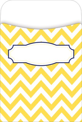 Barker Creek Nautical Chevron Peel & Stick Library Pockets, 5.125" x 3.5", 30/Pack (1232)