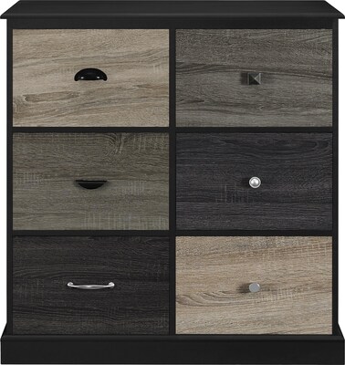 Ameriwood Home Mercer 6 Door Storage Cabinet with Multicolored Door Fronts, Black (5072196PCOM)