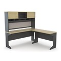 Ameriwood Home Pursuit 66W L-Shaped Desk with Hutch Bundle, Natural (9849096)