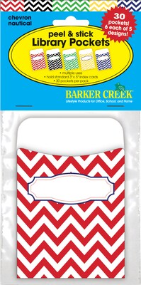 Barker Creek Nautical Chevron Peel & Stick Pockets, Multi-Design Set, 30/Pack (1232)