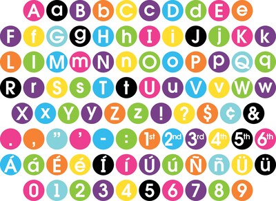 Barker Creek Happy 3 1/4 Letters and Numbers, Multicolor, 210 Characters/Set (1721)