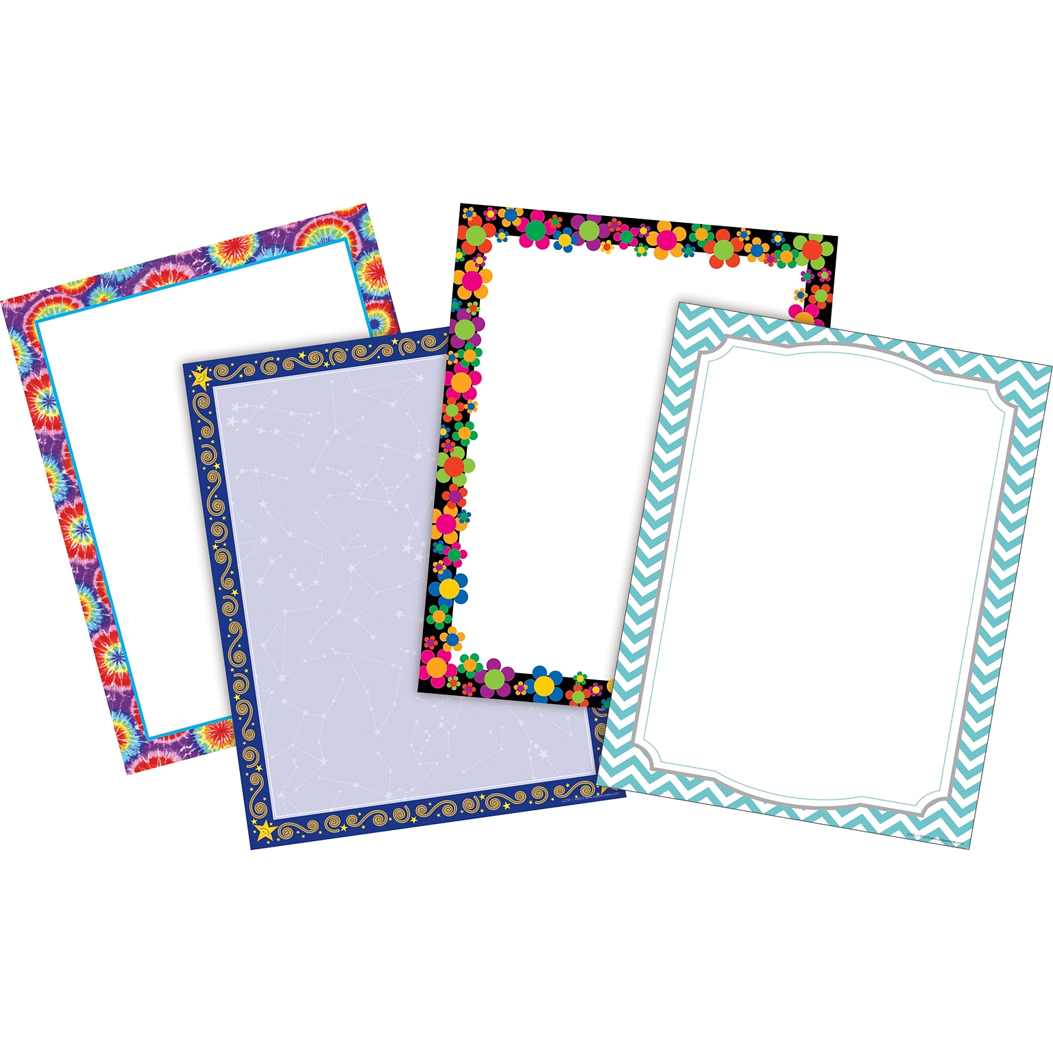 Barker Creek Customer Favorites 8 1/2 x 11 Computer Paper Set (four designs), 200 Sheets/Set (3555)