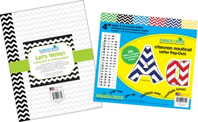 Barker Creek Chevron  4" Letters and Numbers, Multicolored, 305/Pack (5000)