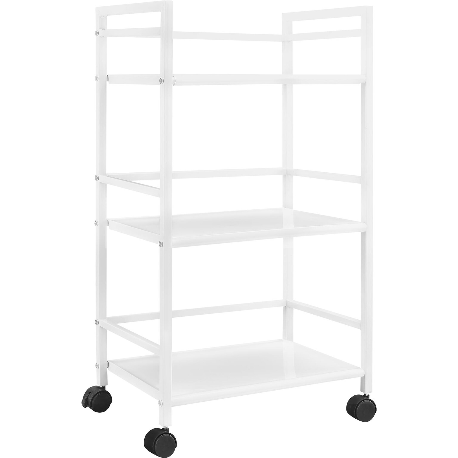 Ameriwood Marshall 3-Shelf Metal Mobile Utility Cart with Lockable Wheels, White (7741096PCOM)