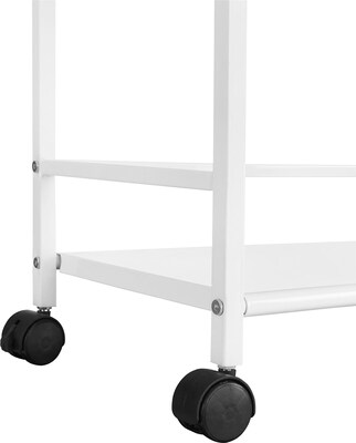 Ameriwood Marshall 3-Shelf Metal Mobile Utility Cart with Lockable Wheels, White (7741096PCOM)