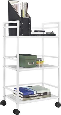 Ameriwood Marshall 3-Shelf Metal Mobile Utility Cart with Lockable Wheels, White (7741096PCOM)