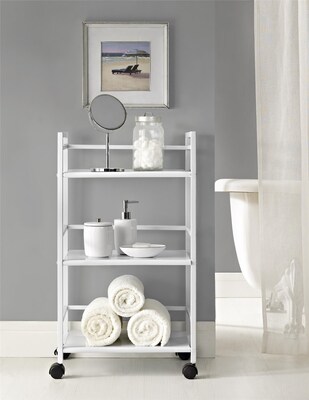 Ameriwood Marshall 3-Shelf Metal Mobile Utility Cart with Lockable Wheels, White (7741096PCOM)