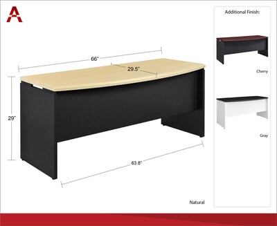 Ameriwood Home Pursuit 66"W Executive Desk, Gray (9319296)